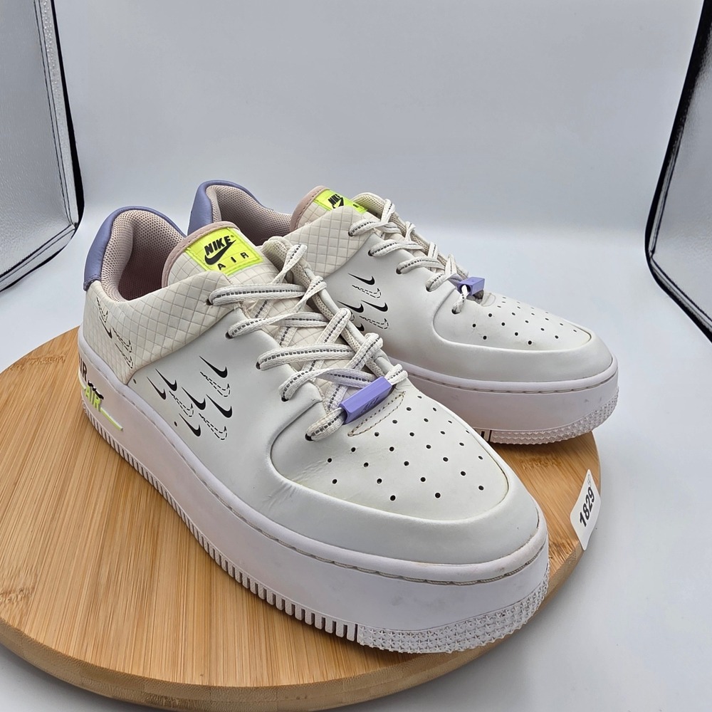 Nike Air‎ Force 1 Sage Low LX White Multi-Swoosh Platform Sneakers CU5315-100 - Picture 5 of 13
